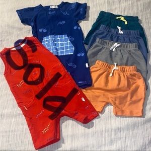 BUNDLE of 6 BABY BOY Drop Crutch Shorts/Jumpers - All 18 Mo